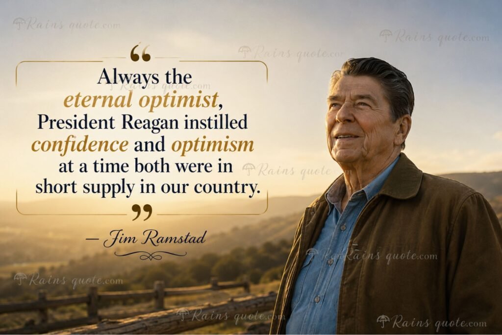“Always the eternal optimist, President Reagan instilled confidence and optimism at a time both were in short supply in our country.”