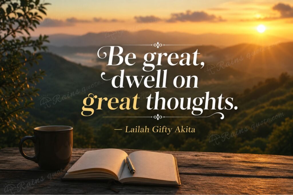 “Be great, dwell on great thoughts.”