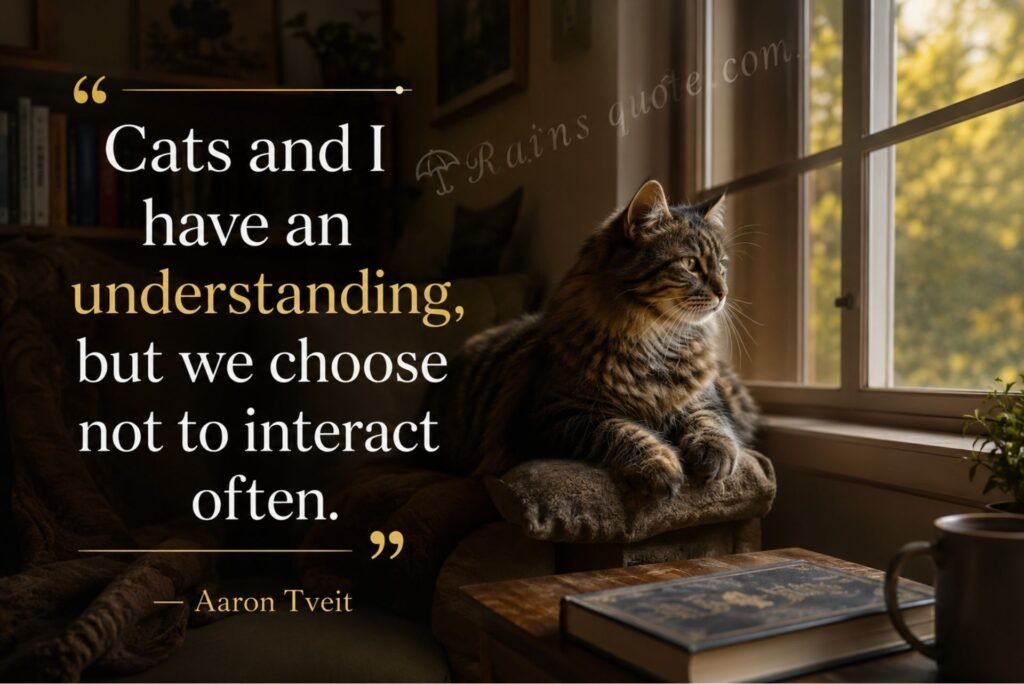 “Cats and I have an understanding, but we choose not to interact often.”