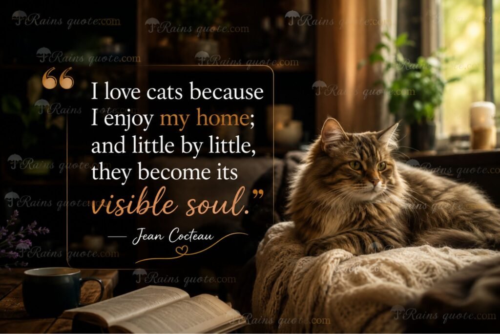 “I love cats because I enjoy my home; and little by little, they become its visible soul.”