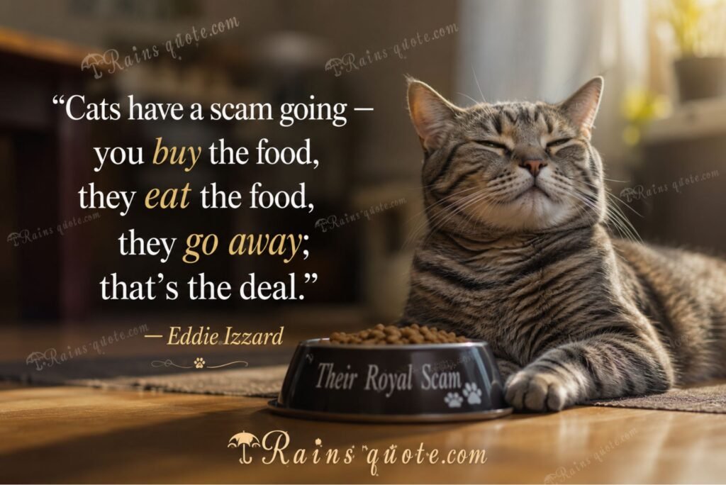 “Cats have a scam going - you buy the food, they eat the food, they go away; that's the deal.”