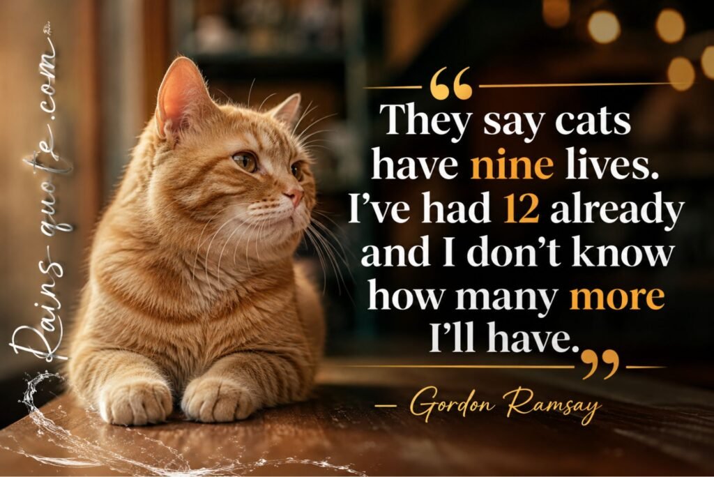 “They say cats have nine lives. I've had 12 already and I don't know how many more I'll have.”