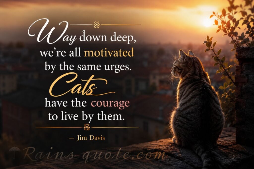 “Way down deep, we're all motivated by the same urges. Cats have the courage to live by them.”