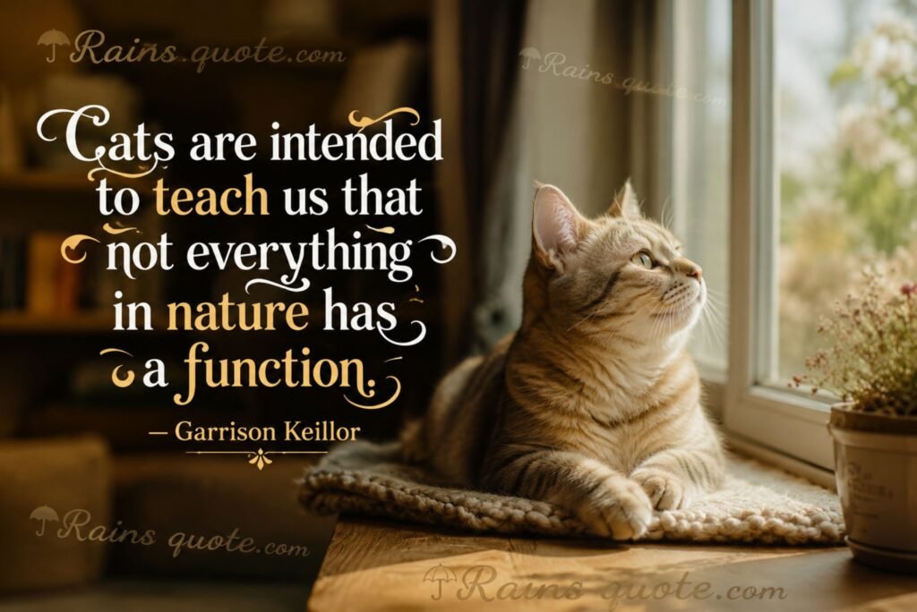 “Cats are intended to teach us that not everything in nature has a function.”