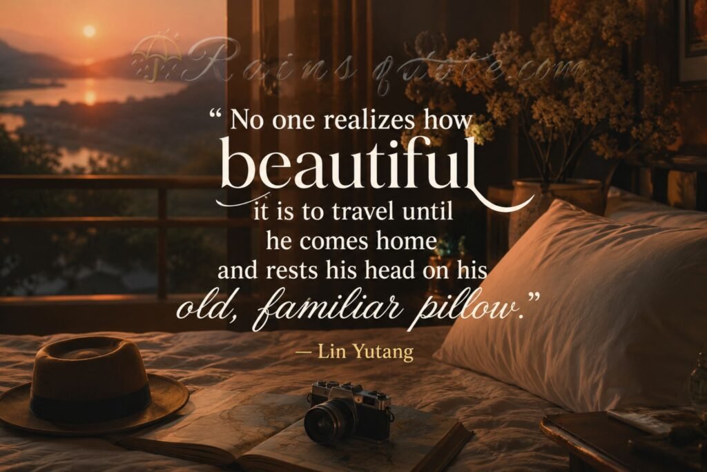 “No one realizes how beautiful it is to travel until he comes home and rests his head on his old, familiar pillow.”