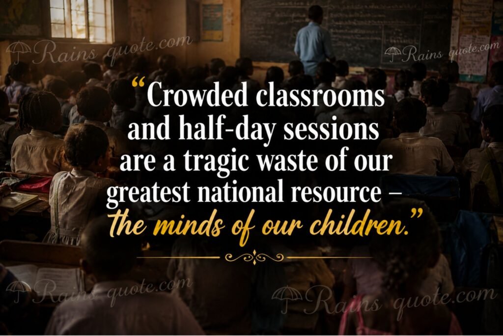“Crowded classrooms and half-day sessions are a tragic waste of our greatest national resource - the minds of our children.”