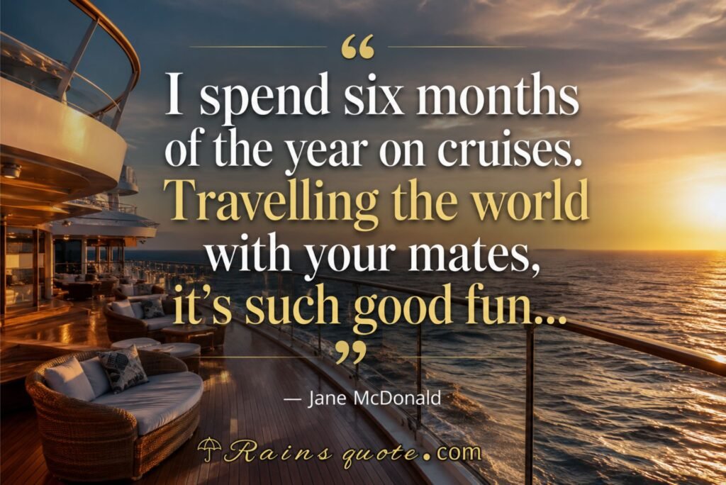 “I spend six months of the year on cruises. Travelling the world with your mates, it's such good fun...”