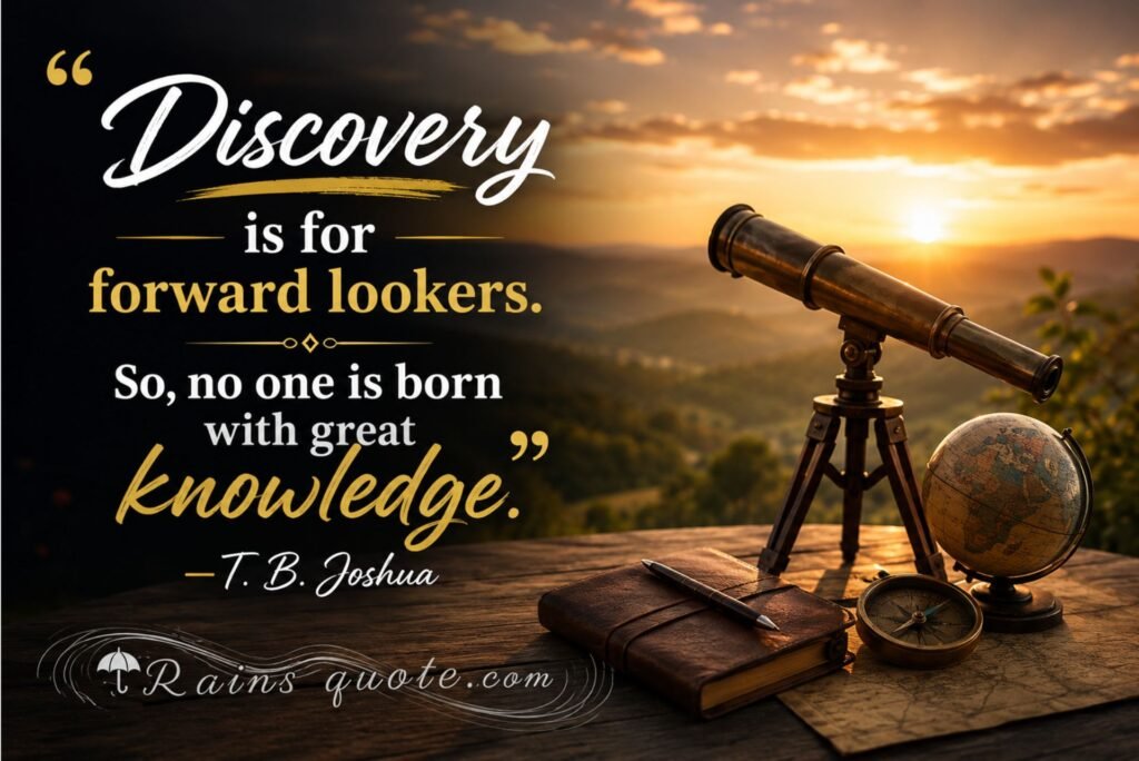 “Discovery is for forward lookers. So, no one is born with great knowledge.”