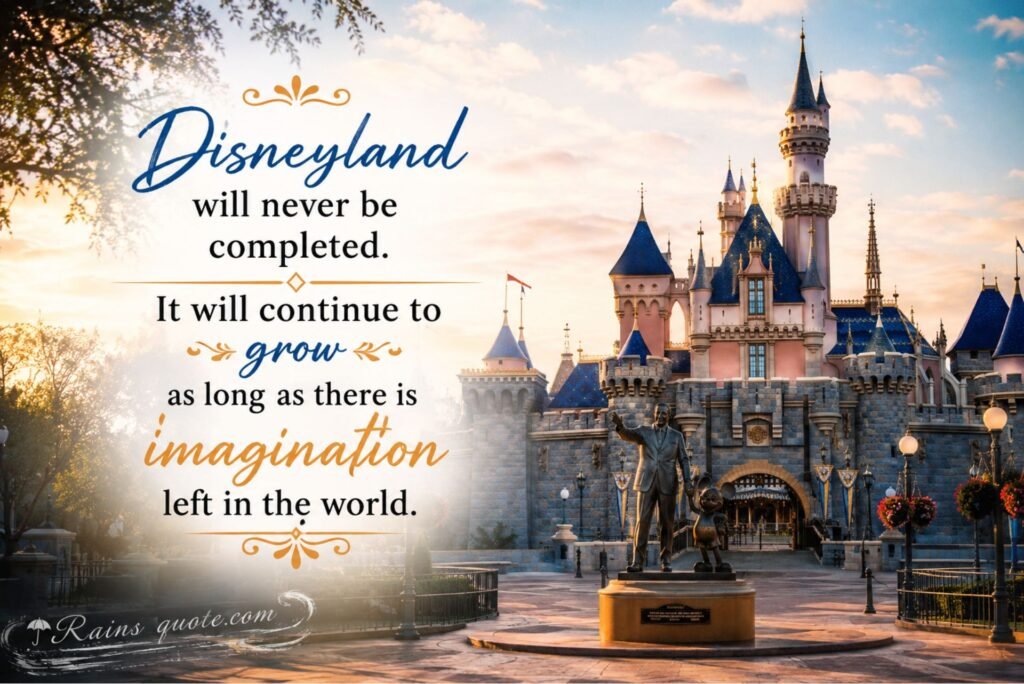 “Disneyland will never be completed. It will continue to grow as long as there is imagination left in the world.”