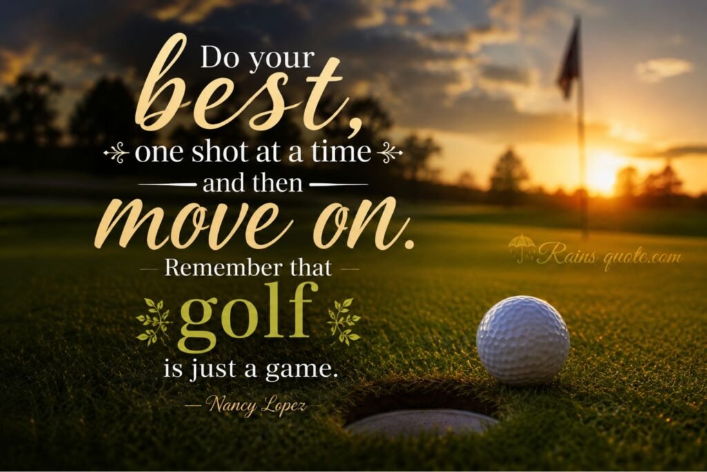 “Do your best, one shot at a time and then move on. Remember that golf is just a game.”