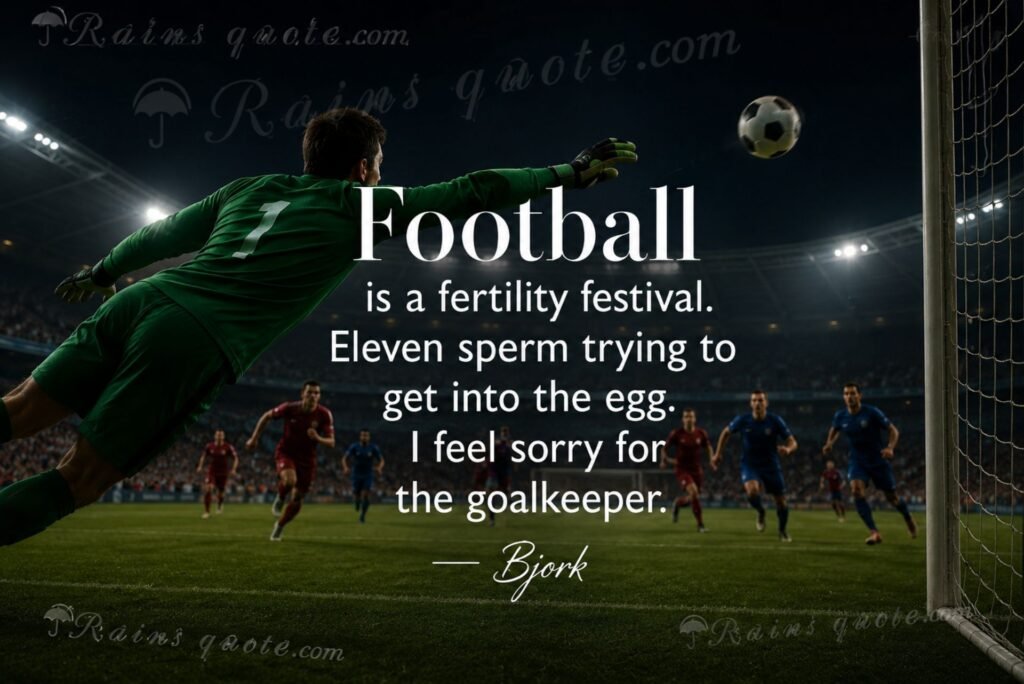 “Football is a fertility festival. Eleven sperm trying to get into the egg. I feel sorry for the goalkeeper.”