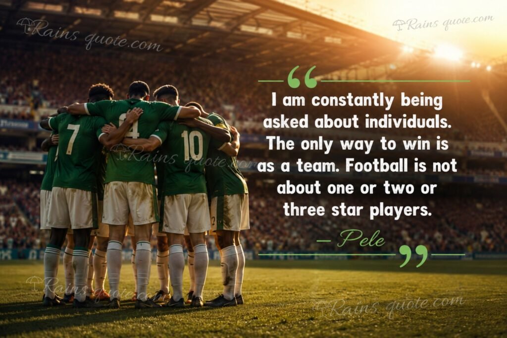 “I am constantly being asked about individuals. The only way to win is as a team. Football is not about one or two or three star players.”