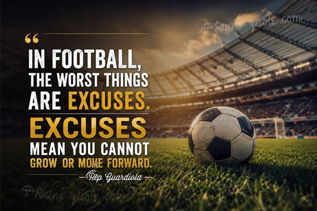 “In football, the worst things are excuses. Excuses mean you cannot grow or move forward.”