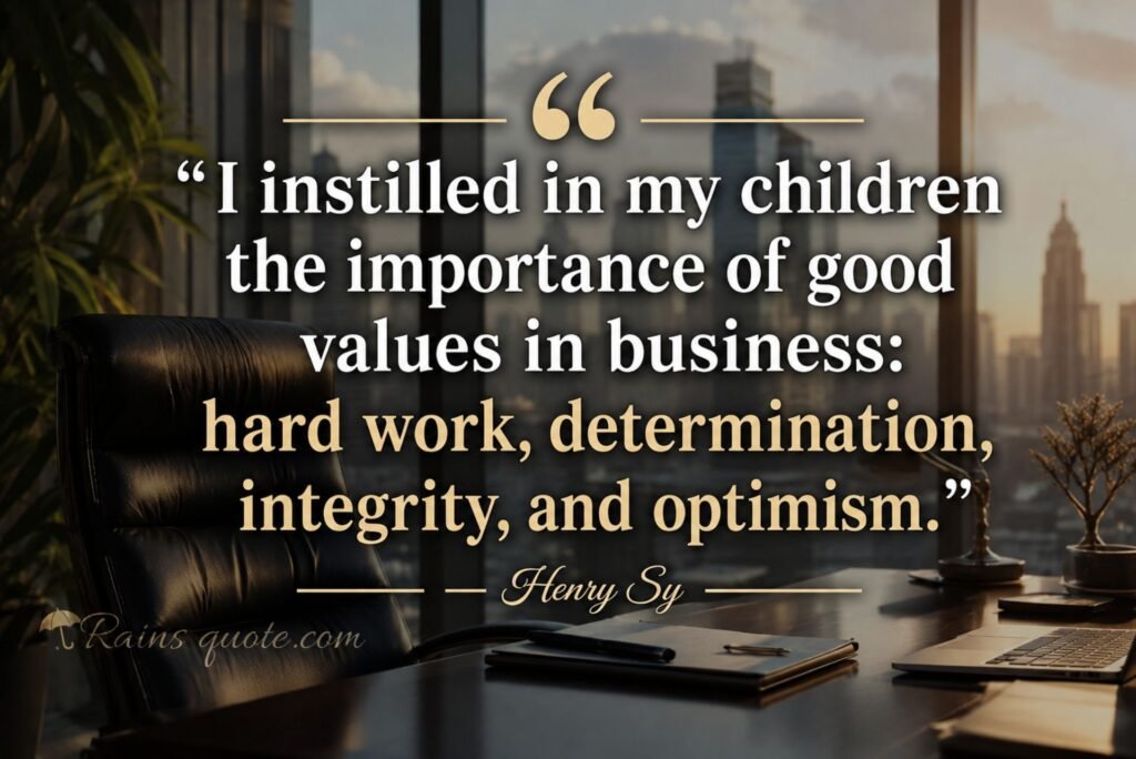 “I instilled in my children the importance of good values in business: hard work, determination, integrity, and optimism.”
