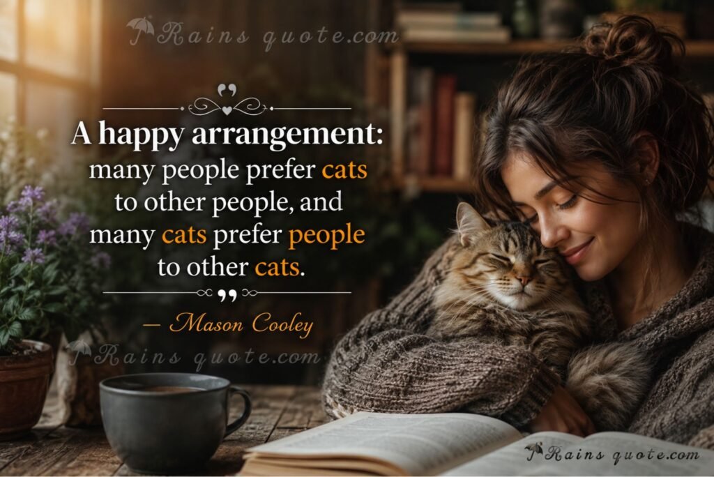 “A happy arrangement: many people prefer cats to other people, and many cats prefer people to other cats.”
