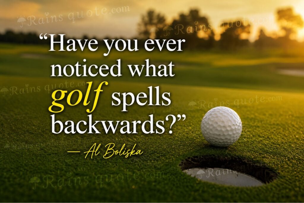 “Have you ever noticed what golf spells backwards?”