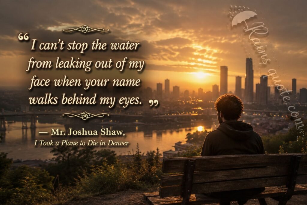 “I can't stop the water from leaking out of my face when your name walks behind my eyes.”