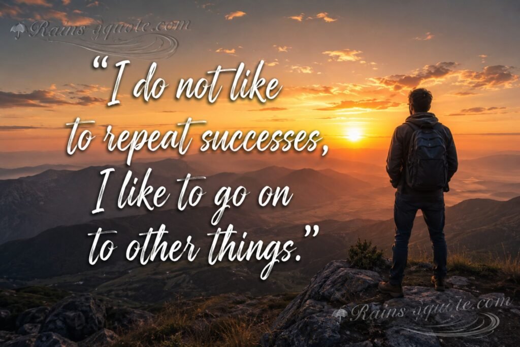 “I do not like to repeat successes, I like to go on to other things.”