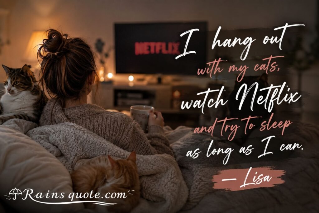 “I hang out with my cats, watch Netflix and try to sleep as long as I can.”
