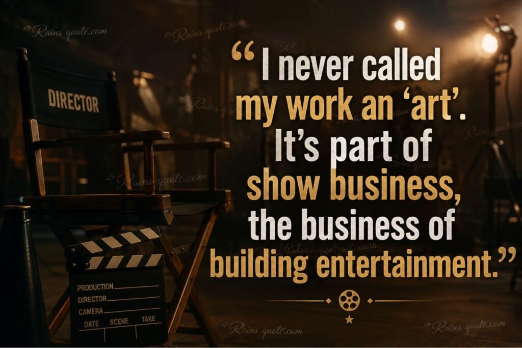  “I never called my work an 'art'. It's part of show business, the business of building entertainment.”