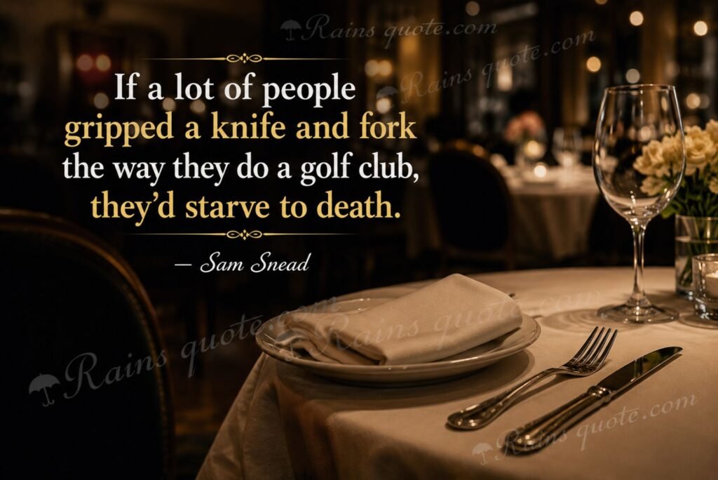 “If a lot of people gripped a knife and fork the way they do a golf club, they'd starve to death.”