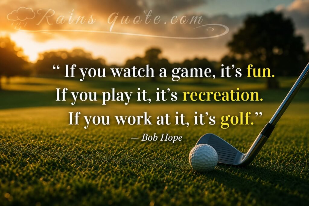 “If you watch a game, it's fun. If you play it, it's recreation. If you work at it, it's golf.”