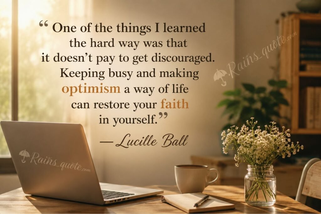 “One of the things I learned the hard way was that it doesn't pay to get discouraged. Keeping busy and making optimism a way of life can restore your faith in yourself.”