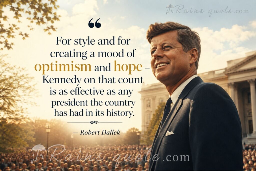 “For style and for creating a mood of optimism and hope - Kennedy on that count is as effective as any president the country has had in its history.”