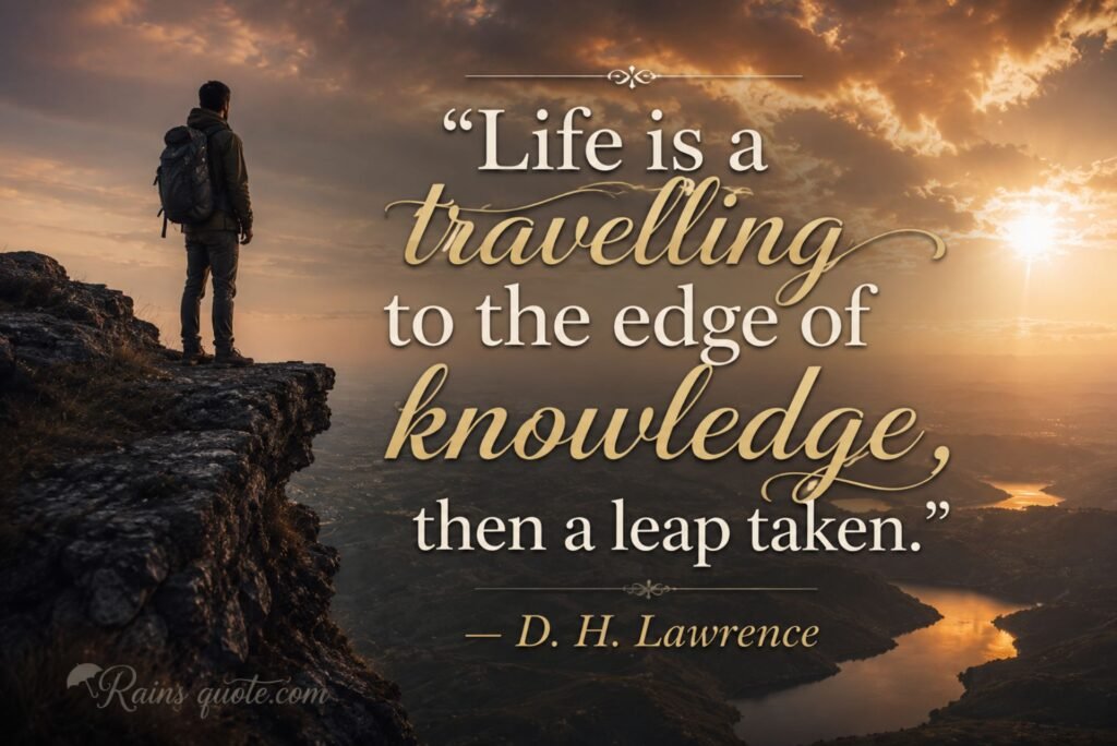 “Life is a travelling to the edge of knowledge, then a leap taken.”