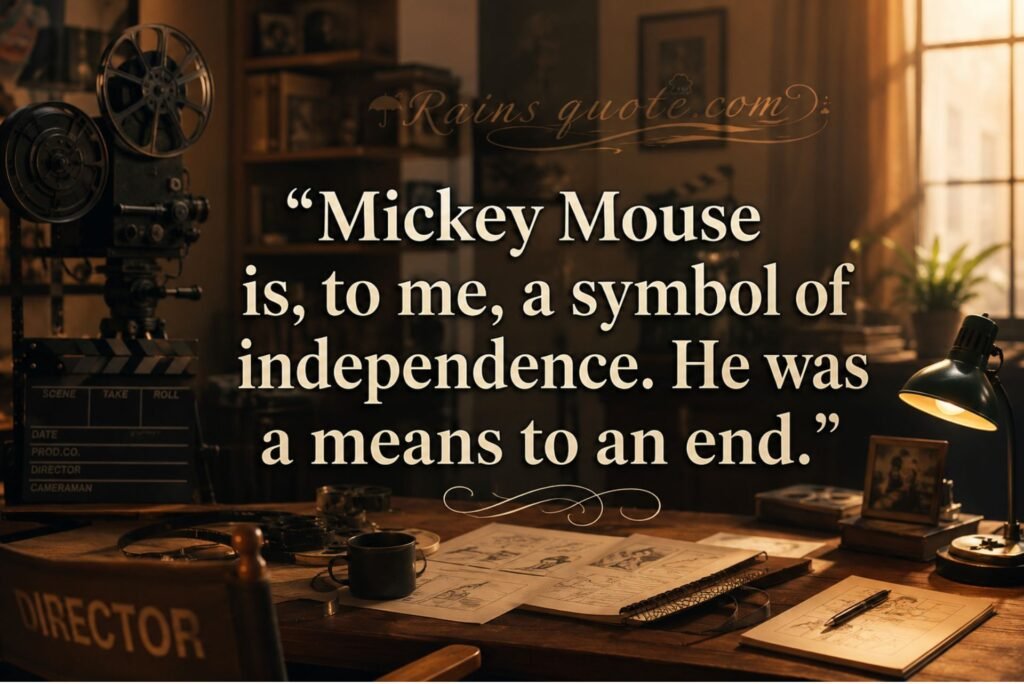 “Mickey Mouse is, to me, a symbol of independence. He was a means to an end.”