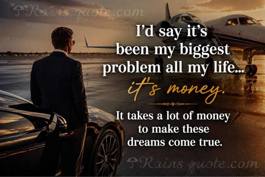 “I'd say it's been my biggest problem all my life... it's money. It takes a lot of money to make these dreams come true.”
