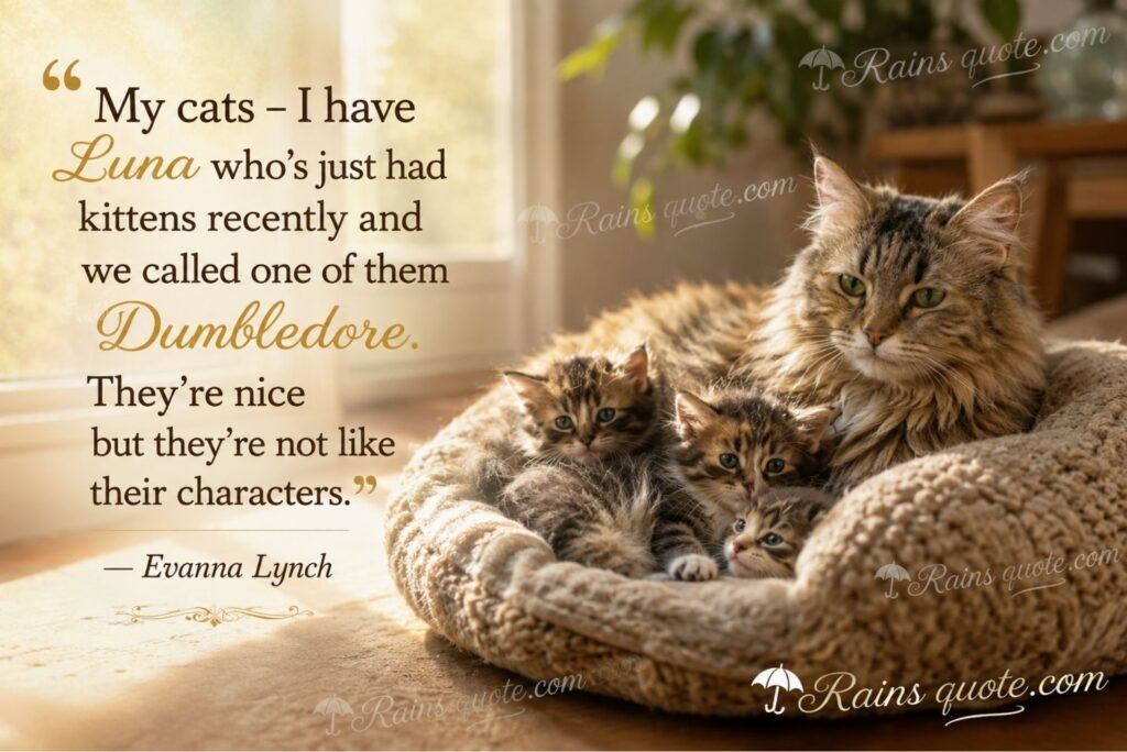 “My cats - I have Luna who's just had kittens recently and we called one of them Dumbledore. They're nice but they're not like their characters.”