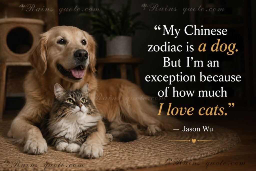 “My Chinese zodiac is a dog. But I'm an exception because of how much I love cats.”
