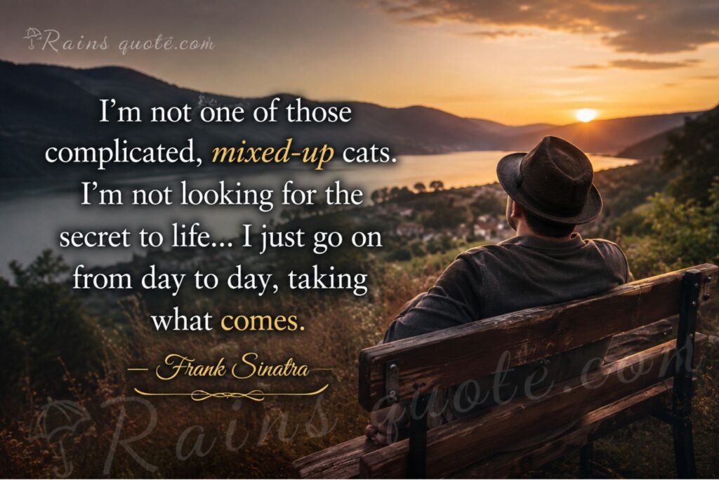 “I'm not one of those complicated, mixed-up cats. I'm not looking for the secret to life... I just go on from day to day, taking what comes.”