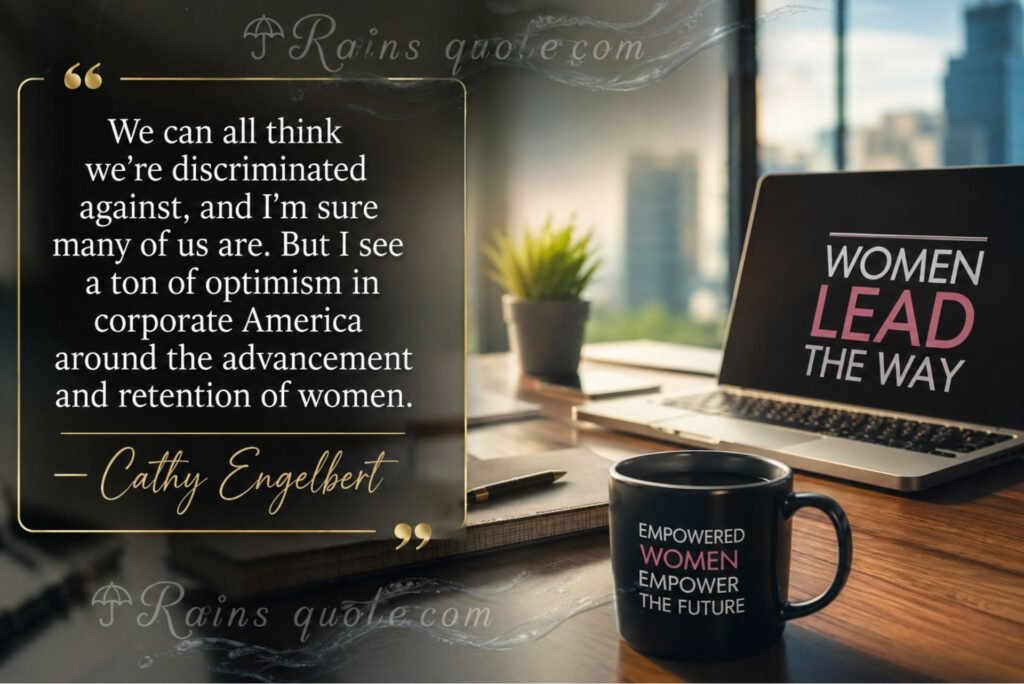 “We can all think we're discriminated against, and I'm sure many of us are. But I see a ton of optimism in corporate America around the advancement and retention of women.”