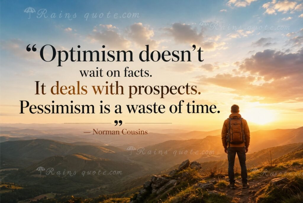 “Optimism doesn't wait on facts. It deals with prospects. Pessimism is a waste of time.”
