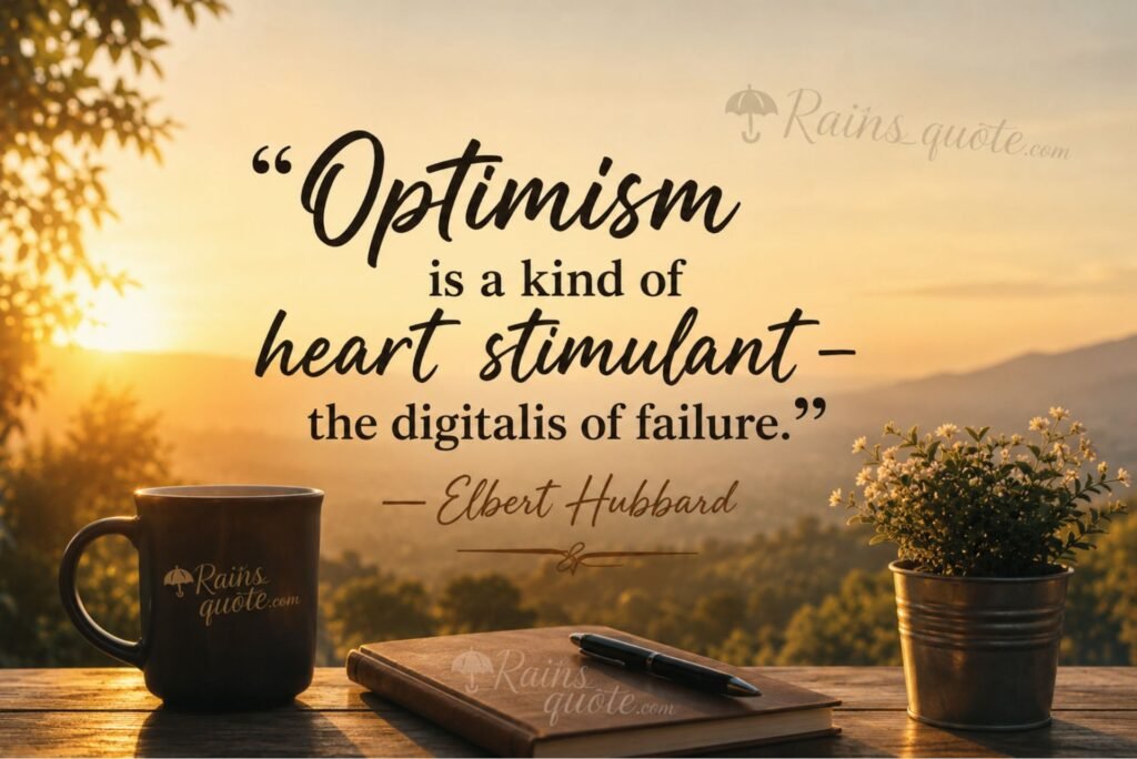“Optimism is a kind of heart stimulant - the digitalis of failure.”