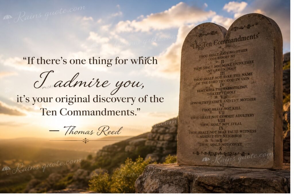 “If there's one thing for which I admire you, it's your original discovery of the Ten Commandments.”