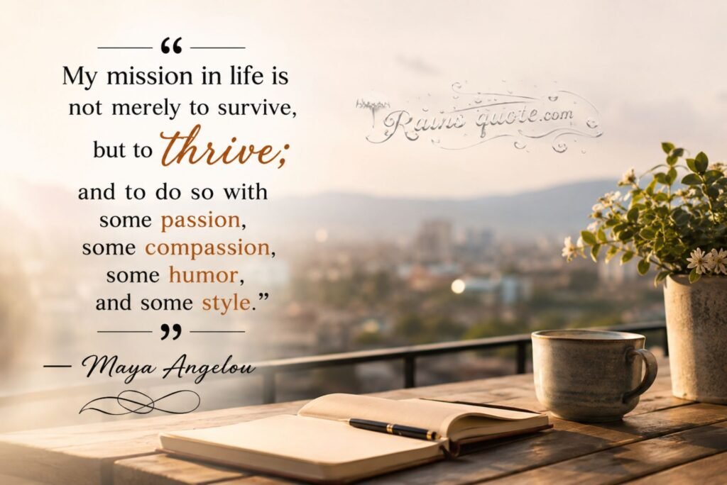 “My mission in life is not merely to survive, but to thrive; and to do so with some passion, some compassion, some humor, and some style.”