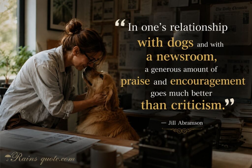 “In one's relationship with dogs and with a newsroom, a generous amount of praise and encouragement goes much better than criticism.”