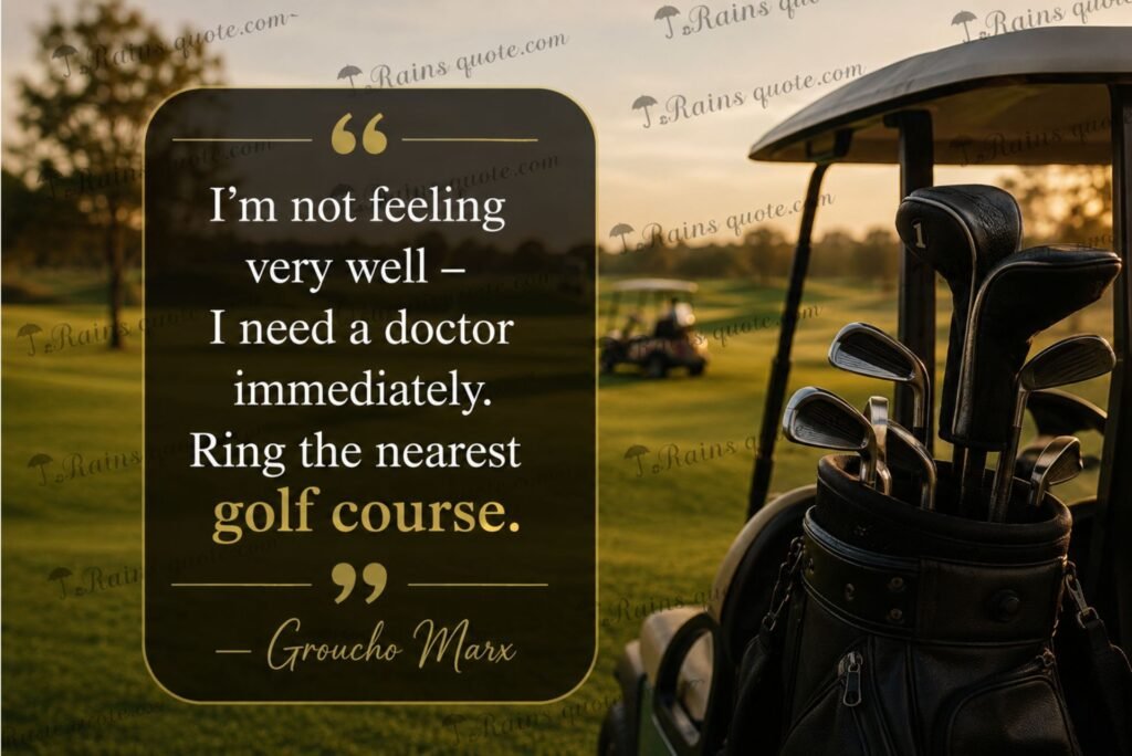 “I'm not feeling very well - I need a doctor immediately. Ring the nearest golf course.”