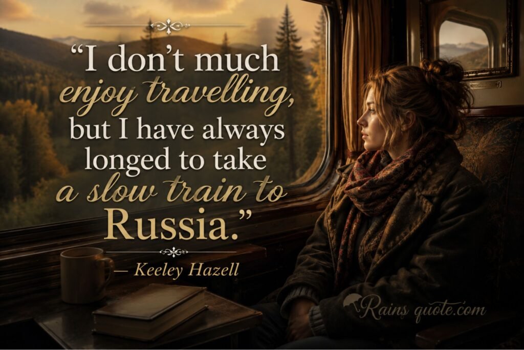 “I don't much enjoy travelling, but I have always longed to take a slow train to Russia.”