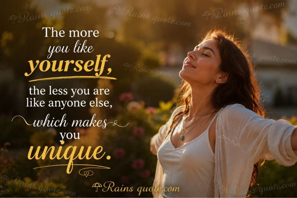 “The more you like yourself, the less you are like anyone else, which makes you unique.”