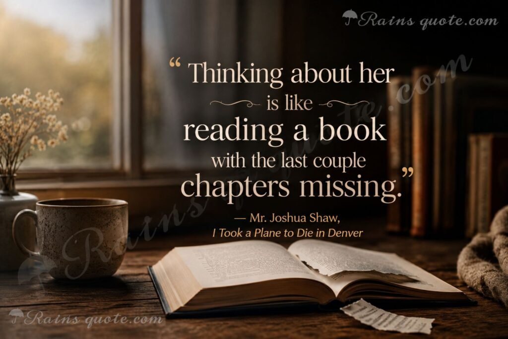  “Thinking about her is like reading a book with the last couple chapters missing.”
