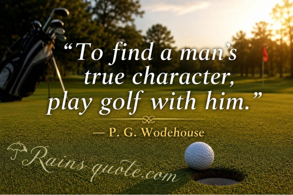 “To find a man's true character, play golf with him.”