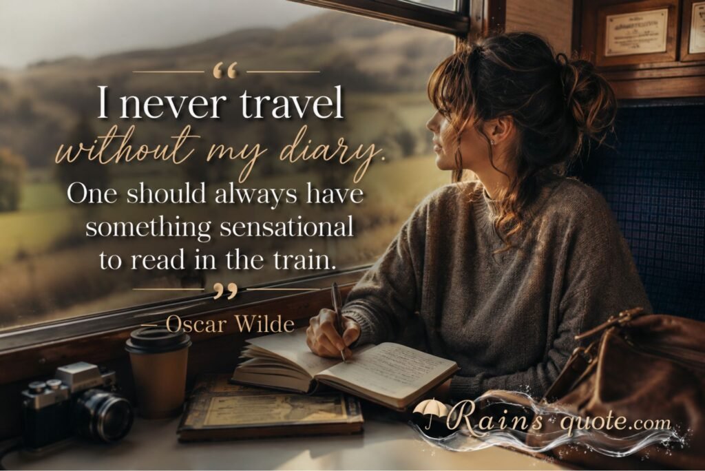 “I never travel without my diary. One should always have something sensational to read in the train.”