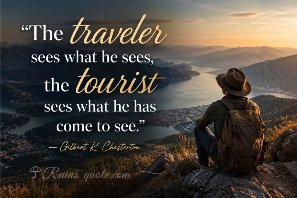 “The traveler sees what he sees, the tourist sees what he has come to see.”