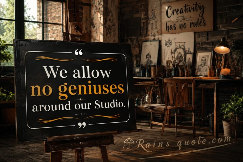“We allow no geniuses around our Studio.”