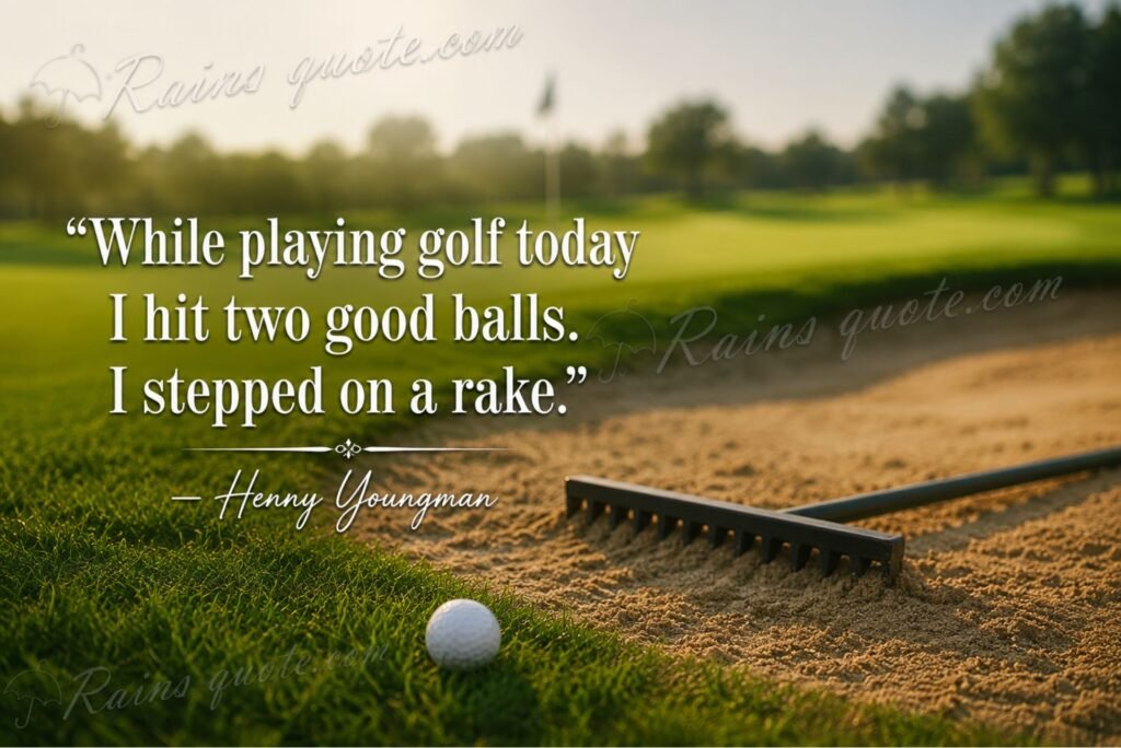 “While playing golf today I hit two good balls. I stepped on a rake.”