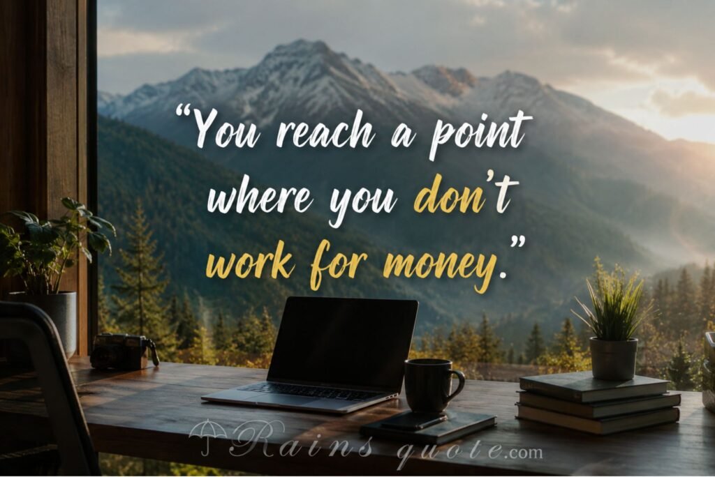 “You reach a point where you don't work for money.”